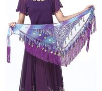 SITAKEGS Danza del Vientre Cadera Bufandas, niñas Mujeres en Forma de Onda Faldas Envolver con Lentejuelas, púrpura Falda de Gasa de la Borla de la Cintura del Traje de Cinturón para el Festival Club