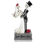 SITAKEGS Estatua de resina decorativa gótica, 22 cm, para novia y novio, para amantes de la boda, cráneo, esqueleto gótico, estantería, jardín, al aire libre, adornos de Halloween, día de los muertos,