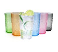 SITAKEGS Vasos de plástico, 6 paquetes de 500 ml, vasos acrílicos reutilizables, vasos de cóctel portátiles apilables, vidrio multicolor para fiestas en casa, uso diario, fiestas, picnics (500 ml)