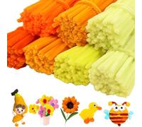 Sitbfoam 300 piezas de palillo de pipas de color amarillo, 3 variedades de pipas de hilo de chenilla, hilo flexible para bricolaje, 30 cm de longitud, para proyectos de bricolaje (300 piezas variadas