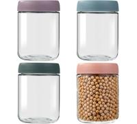 Sitbfoam 4 tarros de 500 ml con tapa de rosca a prueba de fugas, tarros herméticos para preparar alimentos, tarros de avena Overnight Oats, cereales, yogur, pudín de chía