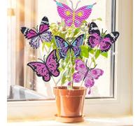 Sitbfoam 9 piezas de conjuntos de pintura de diamantes de mariposa, decoración de jardín para niños y adultos, para exteriores e interiores, decoración de balcón, manualidades, regalo de diamantes