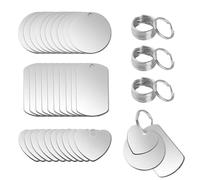 sitengjun 30 pieza llavero en blanco,Colgantes de acero inoxidable en blanco,Placa de colgante de perro,Para collares y chapas identificativas DIY