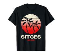 Sitges España Palmera Playa Atardecer Diseño Camiseta