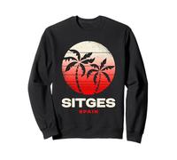Sitges España Palmera Playa Atardecer Diseño Sudadera