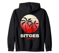 Sitges España Palmera Playa Atardecer Diseño Sudadera con Capucha