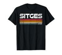 Sitges España Retro Rayas Vintage Viajes Camiseta