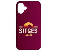 Sitges España | Sitges Costa Brava España Retro Wave Logo Carcasa para iPhone 16 Plus