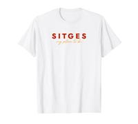 Sitges. My Place to be. Camiseta gráfica económica, Hombre, Blanco, L