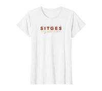Sitges. My Place to be. Camiseta gráfica económica, Mujer, Blanco, XS
