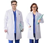 Sithkup Bata de laboratorio, manga larga, puños con botones, cuello del chándal, para estudiantes de medicina, médicos y enfermeras del hospital, apto para el trabajo diario