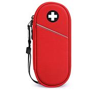 SITHON Bolsa de Viaje para EpiPen, Portátil Medicamentos Estuche de Aislado para 2 EpiPens, Funda Organizador de Insulina, para Auvi-Q, Inhalador de Asma, Medicina de Alergias, (Solo Bolsa) (Rojo)