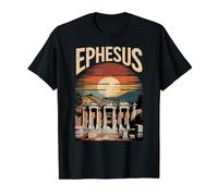 Sitio arqueológico de Éfeso, Puesta de Sol histórica de la Ciudad turca Camiseta gráfica económica, Hombre, Negro, XL