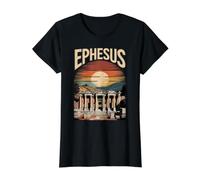 Sitio arqueológico de Éfeso, Puesta de Sol histórica de la Ciudad turca Camiseta gráfica económica, Mujer, Negro, S