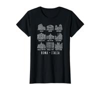 Sitios de Roma Italia White Print Camiseta gráfica económica, Mujer, Negro, XS