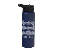 Sitios de Roma Italia White Print Stainless Steel Insulated Water Bottle