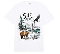 Sitka Alaska Nature Scene Bear Eagle & Fishing Boat Comfort Colors Adult Heavyweight T-Shirt
