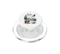 Sitka Alaska Nature Scene Bear Eagle & Fishing Boat PopSockets PopGrip para MagSafe