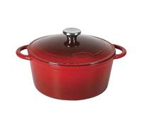 Sitram 710842 - Cacerola tradicional redonda de hierro fundido esmaltado, 2,5 litros, diámetro de 21 cm, exterior rojo, interior blanco, tapón de acero inoxidable, todas las fuentes de calor