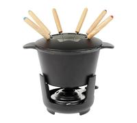 Sitram 713351 - Juego para fondue (10 piezas, acero esmaltado, diámetro de 16 cm, incluye 6 tenedores, 1 caquelón, 1 tapa, 1 soporte de hierro fundido y 1 quemador