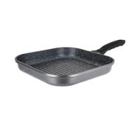 Sitram 714217 Sartén Grill de Aluminio Fundido, Interior Efecto Piedra L28, An28, Al 4,5 cm - Sartén Grill Antiadherente, mango resistente al calor - Todas las fuentes de calor, incluida la inducción