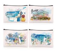 Sitsink Bolsas de maquillaje a granel, regalo para mujeres, divertidos pepinillos, recuerdos de la ciudad de Nueva York, bolsas de cosméticos para amantes del golf, Blanco, Recuerdo de Grecia