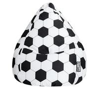 Sitting Point Puf saco Fútbol (L, Negro/Blanco, 100% Algodón)