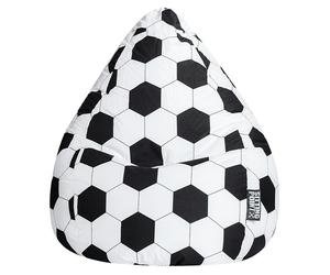Sitting Point Puf saco Fútbol (L, Negro/Blanco, 100% Algodón)
