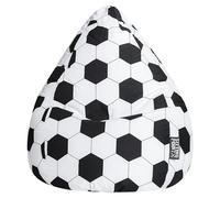 Sitting Point Puf saco Fútbol (XL, Negro/Blanco, 100% algodón)