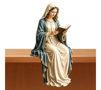 Sitting Virgin Mary Bookshelf Statue, Resin Mother Figure Bookshelf Decor, Sitting Reading Mother Mary Sculpture, Elegant Religious Home Accent, Artistic Devotional Figurine for Book Lovers For Home
