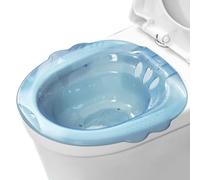 Sitz Bath - Bidé portátil sobre el inodoro con descarga antidesbordamiento, accesorio de bidé de gran capacidad para hemorroides, cuidado posparto, higiene íntima privada (azul)