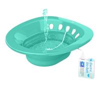 Sitz Bath, Sitz Bath para asiento de inodoro, cuidado posparto, alivio de hemorroides, kit de baño para mujeres, plegable, manguera de lavado, área de asiento más amplia, cuenco más profundo (azul