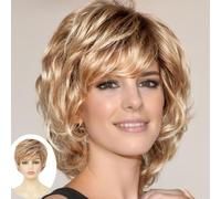 Siudus Pelucas cortas rubias para las mujeres peluca de pelo Shaggy Pixie corte peluca de pelo natural resistente al calor fibra diaria fiesta peluca