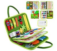 SIUHEN Tablero Juguetes Montessori 1 2 3 4 5 Años Niños Busy Board Juegos + Puzzle Madera Paneles Sensoriales Montessori Mesa Libro Montesori Abecedario Letras Toddler Educativos de Actividad Básicas