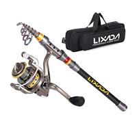 SIUKE Kit de Carrete de caña de Pescar, Varilla de Pesca telescópica y Carrete Completo Kit de Fibra de Carbono de Pesca de Varillas polea + Carrete de Pesca de Giro + Aparejo de Pesca p