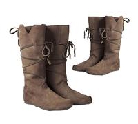 SIULAS Botas de Cuero de PU - Tacón bajo Mid Tube Knights Boots - Botas de Cosplay Medieval renacentista para Fiesta de Carnaval Cosplay,Gris,45