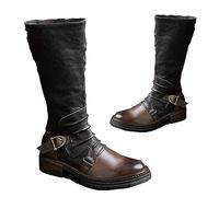 SIULAS Botas medievales Cosplay Pirate Boots para hombre Botas de cuero de PU Botas de vaquero occidental vintage,Marrón,42