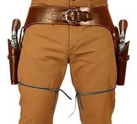 SIULAS Funda de cuero doble para pistola, funda medieval retro para cinturón de revólver, funda retro para pistola de vaquero occidental, bolsa para revólver para cosplay, disfraz de vaquero