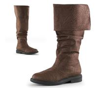 SIULAS Largo Western Knee Boots Medieval PU Leather Knight Boots Renaissance Medieval Cosplay Boots,Marrón,43