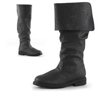 SIULAS Largo Western Knee Boots Medieval PU Leather Knight Boots Renaissance Medieval Cosplay Boots,Negro,43