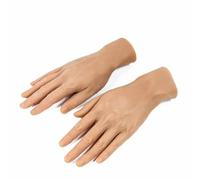 SIULAS Maniquí de Manos Falsas de Silicona Modelo de Mano de los Hombres con articulaciones Flexibles para Tatuaje uñas práctica joyería Guante Reloj Tienda Ventana exhibición,Wheat