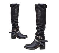 SIULAS Medieval PU Cuero Botas Zapatos - Steampunk Cuero Vintage Prince Knight Botas - Jinete Ajustable Caballo Motocicleta Botas,Negro,40