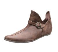 SIULAS Retro Mujer Hombres Caballero Corto Botines Zapatos Medievales para Hombres y Mujeres,Marrón,48