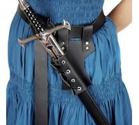 SIULAS Soporte de Espada de cinturón Medieval - Espada con Correa de Cuero PU - Cinturón Espada Medieval Vaina de Cintura Soporte de Vaina con cinturón Espada Funda Cintura,Black a,XL