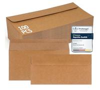 Siumir 100 sobres formato DIN Lang 220x110 mm - papel de alta resistencia 120 g/m² - sobres color kraft natural - sin ventana - para documentos, invitaciones y tarjetas de felicitación