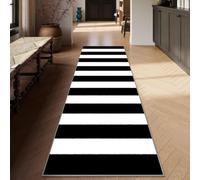 Siunwdiy Alfombra Cocina Lavable Alfombras Comedor Pasillo Antideslizante Noir, Blanc Patrones de Rayas 80 x 290 cm Alfombras de área Felpudo para Entrada Lavanderia Salón Dormitorio