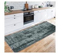 Siunwdiy Alfombra de Pasillo Gris Oscuro de 100 x 400 cm, Parte Trasera de Goma, Antideslizante, Lavable, Suave al Tacto, para Sala de Estar, Cocina, Pasillo, Dormitorio, Pasillo