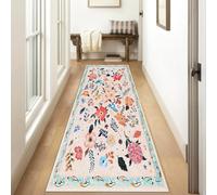 Siunwdiy Alfombra Pasillo Extra LargaRosa Claro 80x300cm Flor Vintage Alfombra Cocina Lavable Antideslizante Alfombra para Pasillo, Entrada, Dormitorio, Salon, Habitacion