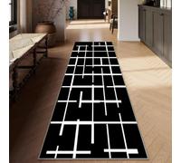 Siunwdiy Alfombras de Pasillo Antideslizante Noir, Blanc Patrones de Rayas 80 x 320 cm Alfombra de Cocina Personalizar para Pasillo, Cocina, Dormitorio, baño, Entrada
