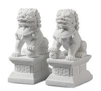 Siunwdiy Estatuas Foo Dogs Leones de Piedra,León Guardián Feng Shui para Entrada, Decoración de Jardín, Decoración Asiática,18CM